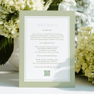 Elegant Stripes Sage Wedding Details Card
