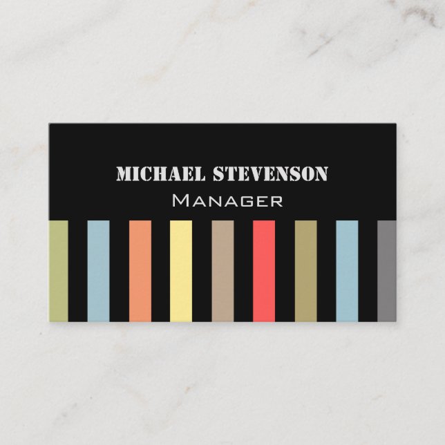Elegant, stripes, striped pattern business card (Front)