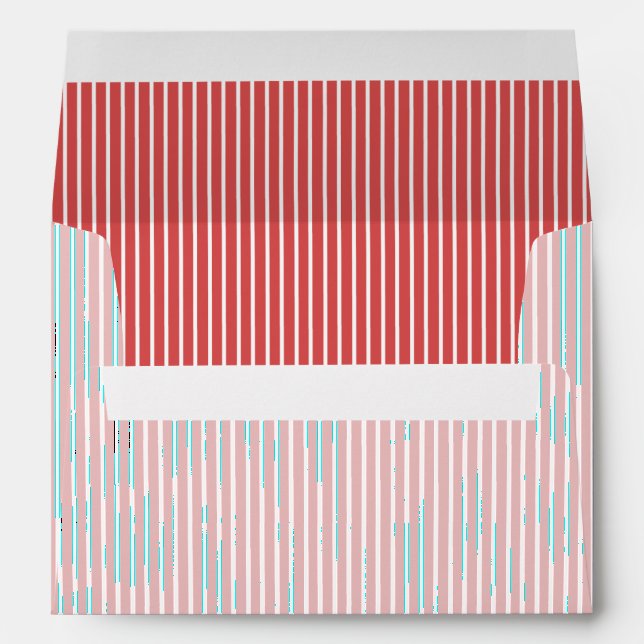 Elegant Stripes White - Coral Red Envelope (Back (Bottom))