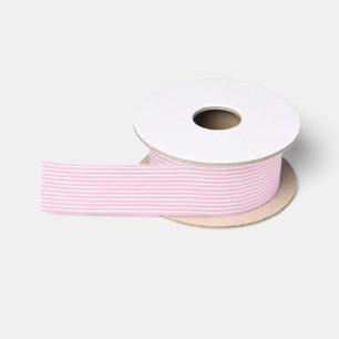 Elegant Stripes White - Light Pink Satin Ribbon