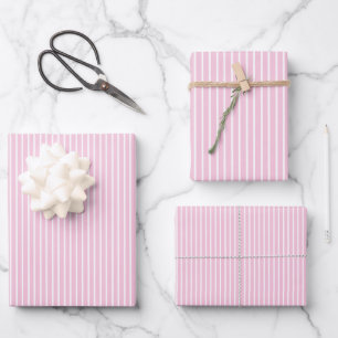 Elegant Stripes White - Light Pink Wrapping Paper Sheet