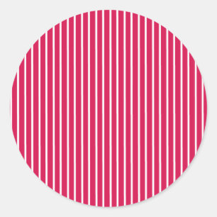Elegant Stripes White - Raspberry Classic Round Sticker