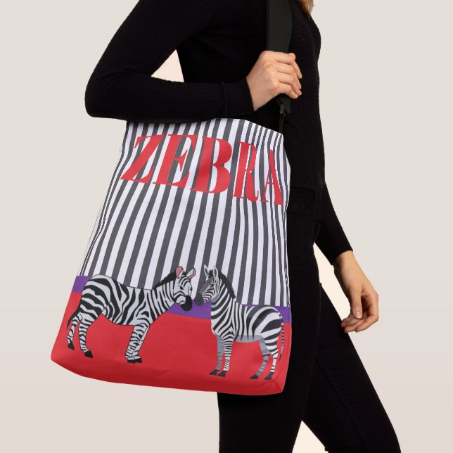 Elegant stripped pattern with Zebra Red purple  Crossbody Bag (Close Up)