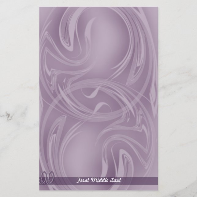 Elegant Strokes Over Purple Abstract Personalised Stationery (Front)