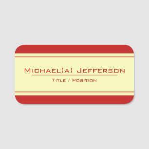 Elegant Strong Red And Warm Yellow: Modern Unique Name Tag