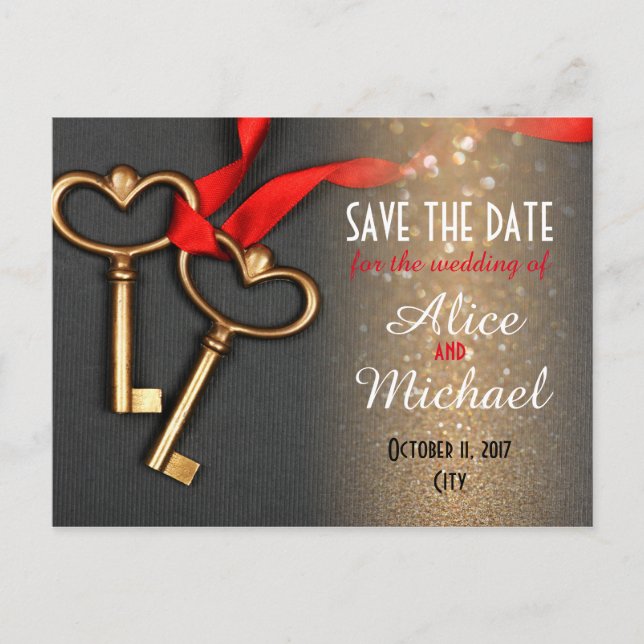 Elegant style wedding Save the date Announcement Postcard (Front)