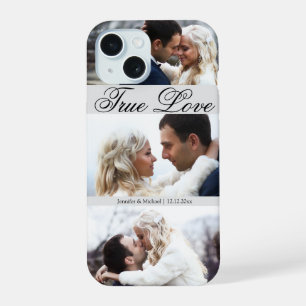 elegant stylish 3 photos collage anniversary iPhone 15 case