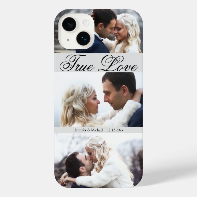 elegant stylish 3 photos collage anniversary iPhone case (Back)