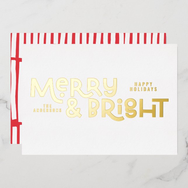 elegant stylish All is bright Christmas  Foil Holi Foil Holiday Card (Front/Back)