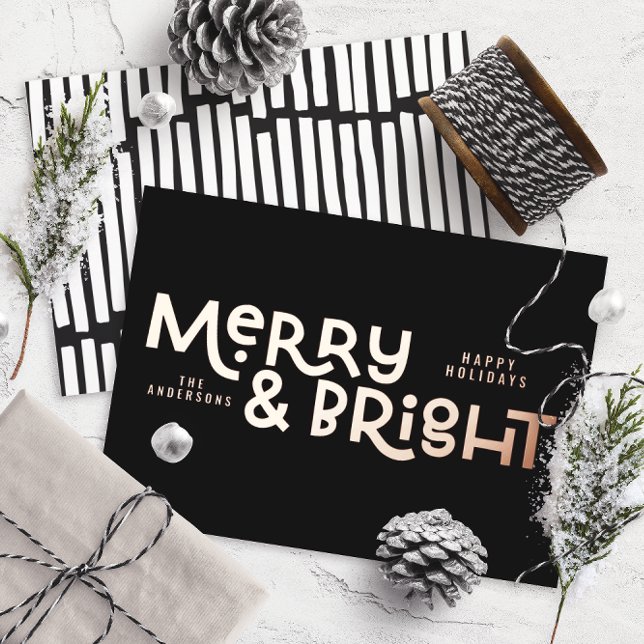 elegant stylish All is bright Christmas  Foil Holi Foil Holiday Card (Creator Uploaded)