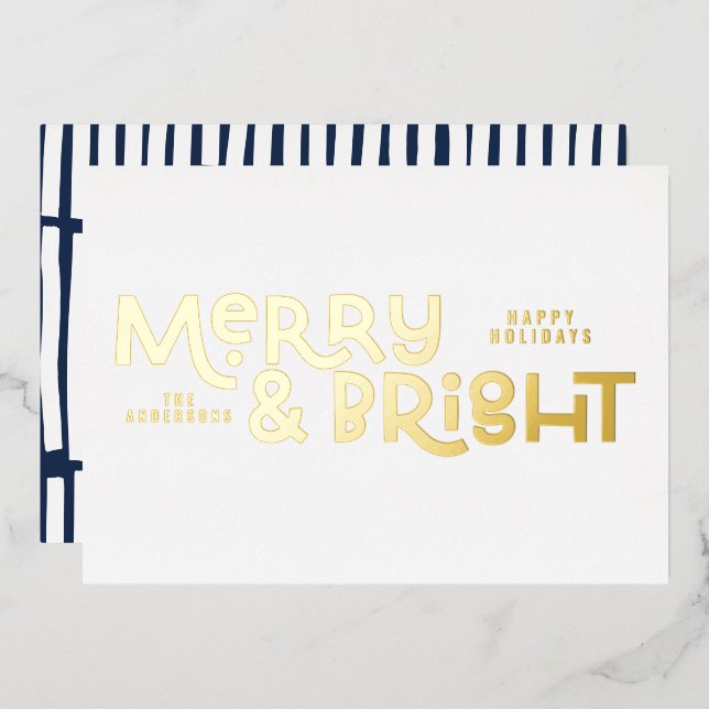 elegant stylish All is bright Christmas Foil Holid Foil Holiday Card (Front/Back)