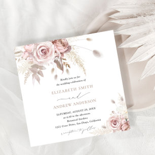 Elegant Stylish and Chic Dusty Rose Floral Wedding Invitation
