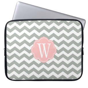 Elegant, stylish and classic grey chevron laptop sleeve
