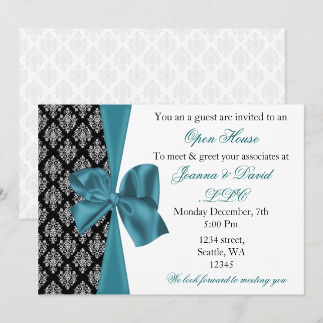 elegant stylish aqua Corporate party Invitation (Front/Back)