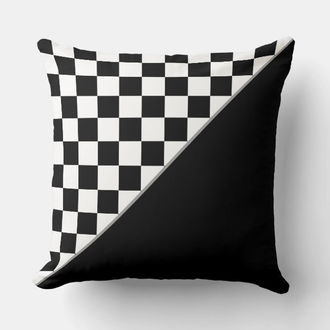 Elegant Stylish Black and White  Chess Cushion (Front)
