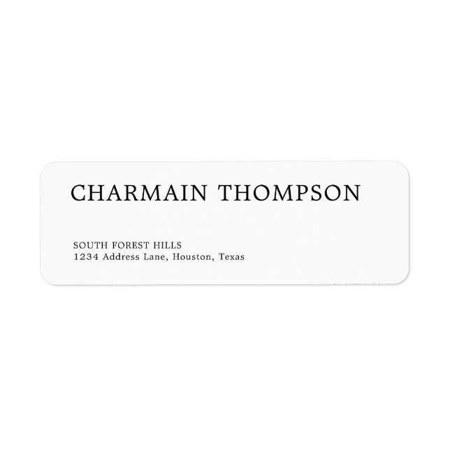 Elegant Stylish Black and White Return Address (Front)