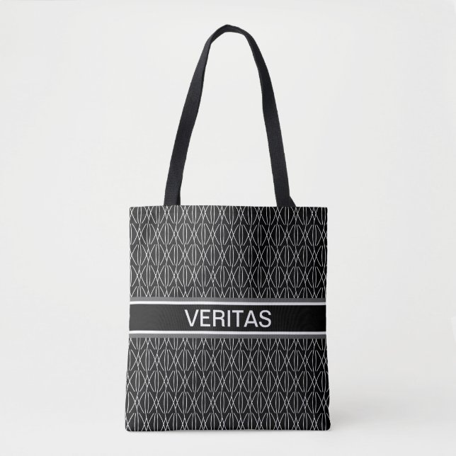 Elegant stylish black and white star pattern tote  bag (Front)