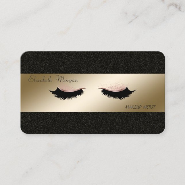 Elegant Stylish , Black, Faux Lashes,Makeup Artist Business Card (Front)