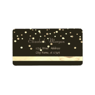 Elegant  Stylish ,Black,Fux Gold Foil Confetti Label