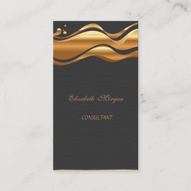 Elegant Stylish Black- Gold Business Card (Front)