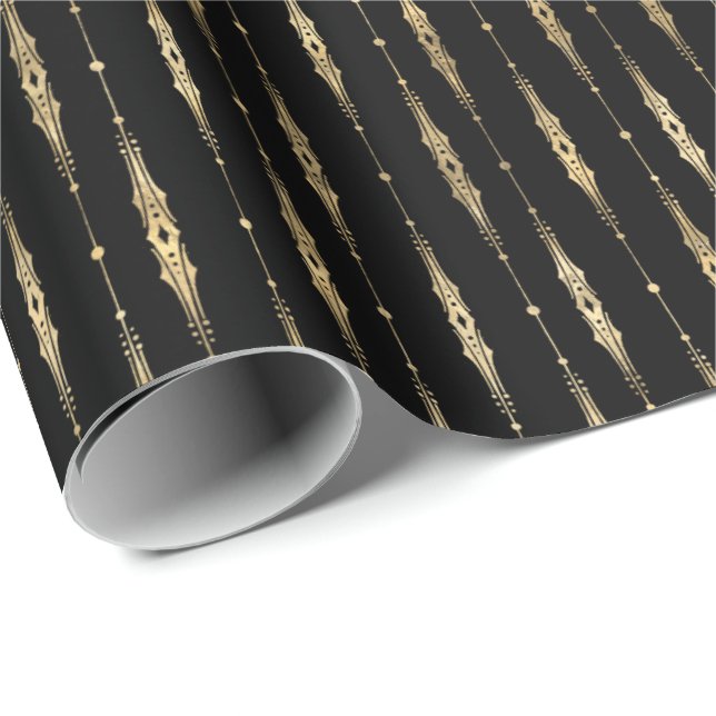 Elegant Stylish Black Gold Pattern Wrapping Paper (Roll Corner)