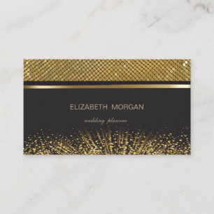 Elegant Stylish Black , Gold Sequins,Foil Confetti Business Card