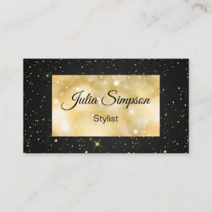 Elegant, Stylish, Black & Gold, Shiny, Stylist Business Card