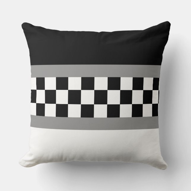 Elegant Stylish Black Grey and White Throw Pillow (Front)
