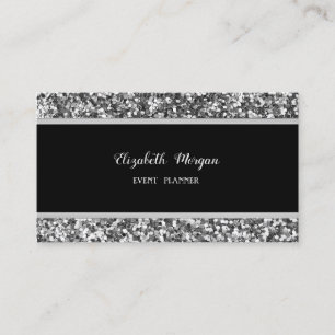 Elegant Stylish ,Black, Silver  Glitter Business Card