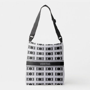 Elegant stylish black stripes on light grey crossbody bag