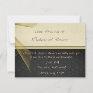 Elegant Stylish Black  Wedding Rehearsal Dinner Invitation