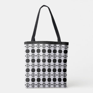 Elegant Stylish Black & White Oval Pattern Tote Bag