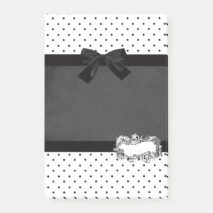 Elegant Stylish Black,White Polka Dots-Black Bow Post-it Notes