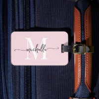 Elegant Stylish Blush Pink Monogram Initial Script