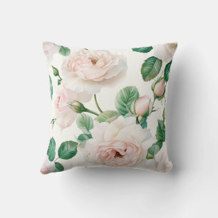 Elegant Stylish Blush Pink Roses Watercolor Floral Cushion
