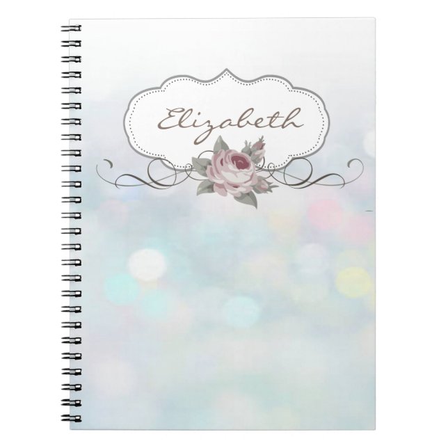 Elegant Stylish ,Bokeh,Rose Notebook (Front)