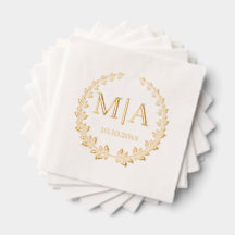 elegant stylish botanical monogram wedding golden