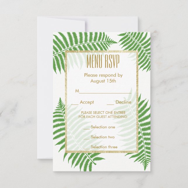 Elegant Stylish Bracken Wedding Menu RSVP (Front)