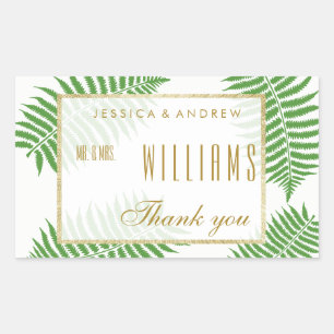 Elegant Stylish Bracken Wedding Thank You Rectangular Sticker