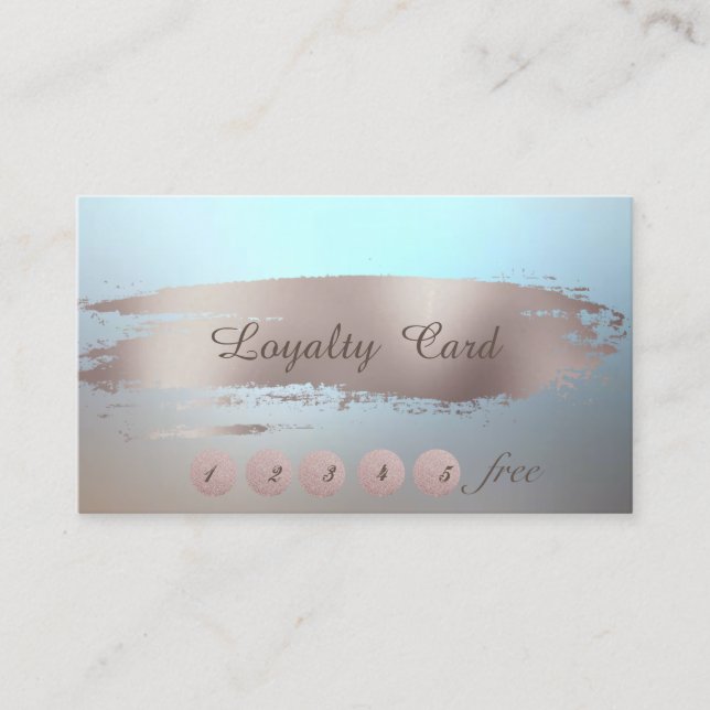 Elegant Stylish , Brush Stroke Blue Loyalty Card (Front)