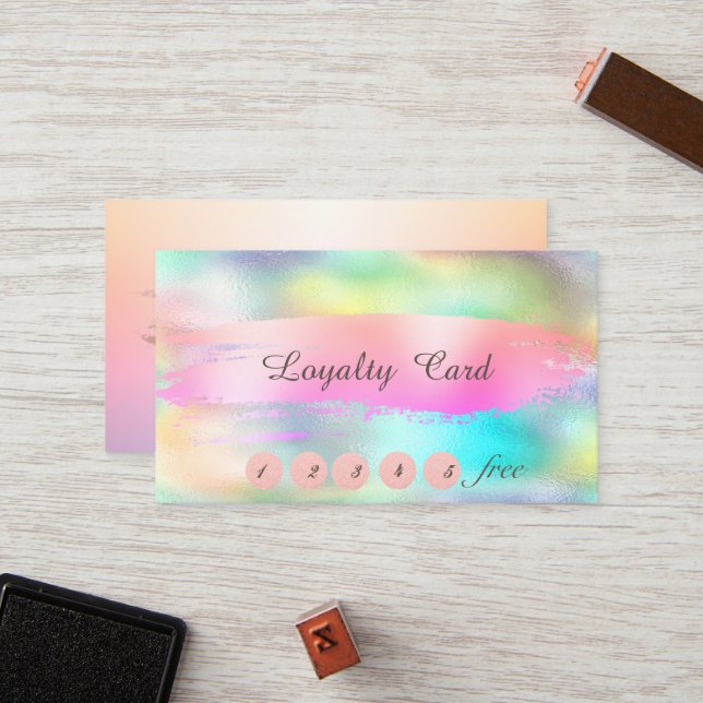 Elegant Stylish , Brush Stroke Holographic Loyalty Card (Front/Back In Situ)