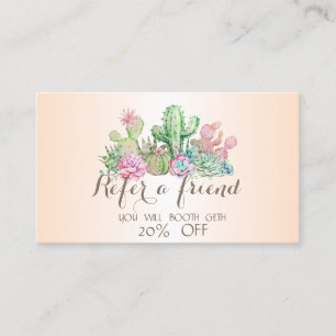 Elegant Stylish Cactus Succulents Referral Card