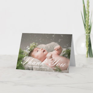 elegant stylish calligraphy newborn boy photo thank you card