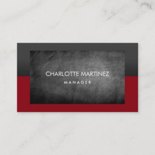 Elegant Stylish Chalkboard Red Grey Professional Business Card