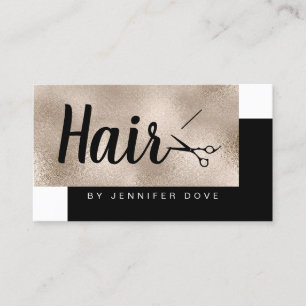 Elegant stylish champagne scissors hairstylist business card