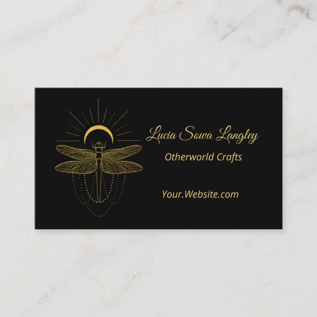 Elegant stylish chic black and gold  business card (Front)
