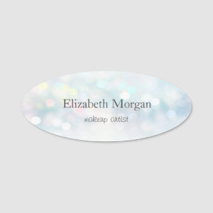 Elegant Stylish Chic Blue Bokeh Name Tag