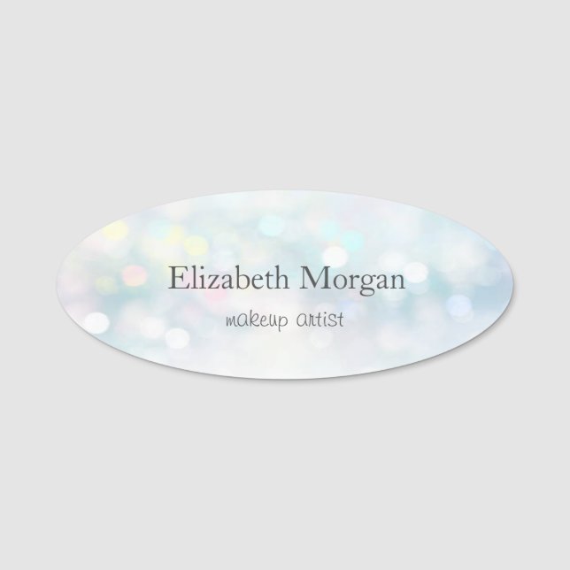 Elegant Stylish Chic Blue Bokeh Name Tag (Front)