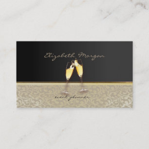 Elegant  Stylish Chic,Damask,Black,Glasses Business Card