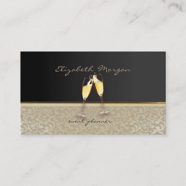 Elegant  Stylish Chic,Damask,Black,Glasses Business Card (Front)